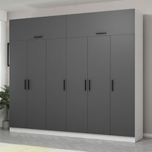 Minar Kale 6 Kapaklı 2 Çekmeceli Dolap Ve Yüklük Beyaz Antrasit 255cm Minar Kale 6 Kapaklı 2 Çekmeceli Dolap Ve Yüklük Beyaz Antrasit 255cm