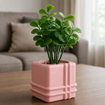 Bezos 3d Baskı Square Planter - Izgara Desenli Küp Saksı-pembe Bezos1
