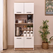 Just Home 4 Kapaklı Fırın Bölmeli Kiler Dolabı - Beyaz / Safir Meşe Beyaz / Safir Meşe