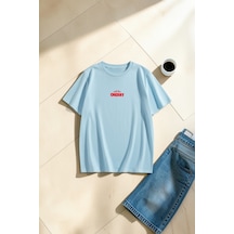Uyguntarz Unisex With Love Cherry Baskılı Tasarım Oversize Tişört Bebe Mavisi