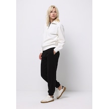 Colins Regular Fit Orta Bel Düz Kadın Siyah Eşofman Altı Cl1076237 Q1.v2 Blk Siyah