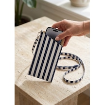 The Mia Telefon Çantası Stripe Mavi Beyaz 21 Cm Renkli