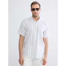 Lcwaıkıkı Classic Bej Regular Fit Çizgili Erkek Gömlek