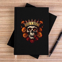 Guns N Roses Skull Bullet Siyah Çizgisiz Kanvas Defter