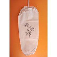 Emtory Home Güldalı Baskılı Çift Lastikli Naturel Keten Poşetlik