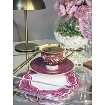 Majestik Magenta Dalgalı Nakış Peçete 2'li Set 15x15cm Premium Kokteyl Sunum Peçetesi Çok Renkli