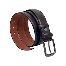 Süzer Deri Suni Deri Düz Renk 3.5 CM Klasik Kemer - 8010-9 Kahverengi