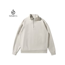 Balıkçı Yaka Yarım Fermuarlı Bol Günlük Erkek Sweatshirt'ü Beyaz