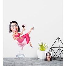 Kişiye Özel Bayan Karikatürlü Duvar Sticker 50X70CM 22