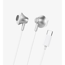 Linktech Kablolu Kulaklık , Linktech H336 Beyaz Type-c Mikrofonlu Metal Kablolu Kulak İçi Kulaklık , Universal