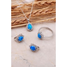 Opal Taşlı Damla Gümüş Üçlü Set 2421 528850015