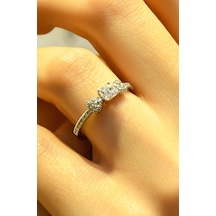 Yanları Kalp Tektaş Yüzük 14 Ayar At01766