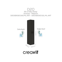 Creavit D20 30 Cm Sola Açılır Boy Dolabı Antrasit Melamin Kapak Antrasit
