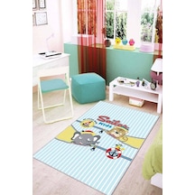 Mavi Kaymaz Tabanlı Yıkanabilir Denizci Bebek Halısı Ar026n11