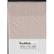 Fitted Lastikli Çarşaf Seti Yastıklı Çarşaf %100 Pamuk Ranforce 100 X 200 Sütlü Kahve