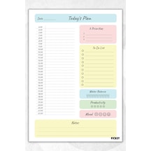 Günlük Planlayıcı - A4 Ebat Yapılacaklar - 30 Yaprak - Daily Planner - 0638 Çok Renkli