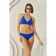 Loya Kadın Saks Mavi Nia Üçgen Tek Üst Bikini Saks Mavi