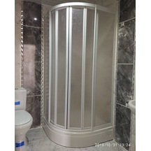 Mika Plastik Camlı Duşakabin + Oval Duşteknesi Nd300 Beyaz