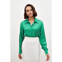 Sateen Desenli Salaş Gömlek - Yeşil-134717 Yeşil