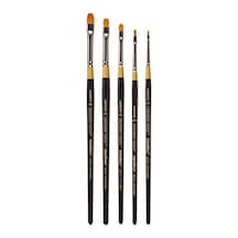 5'li Set Premium Golden Taklon Boya Fırçaları, Kısa Filbert
