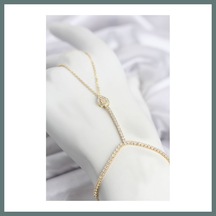 Bezos Gold Renk Pirinç Zirkon Taşlı Damla Model Şahmeran Ventra