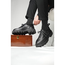 Shoetyle - Siyah Hakiki Deri Bağcıklı Erkek Günlük Ayakkabı 115-k534-1325 Siyah