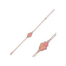 Gümüş Rose Pembe Opal Fatma Ana Eli Bileklik Gümüş