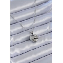 316l Çelik Gümüş Renk Zirkon Taşlı Kalp Model Kadın Kolye Diğer