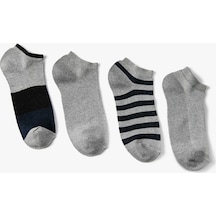 Koton 4'lü Patik Çorap Seti Geometrik Desenli Siyah 4wam80048aa 4WAM80048AA999 Siyah