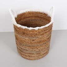 Trabzon 37x40x48 Cm. Doğal Abaka El Yapımı Sepet L - Bej