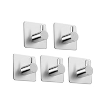 Deltahome Paslanmaz Çelik 5 Adet Tekli Havlu Askılık Kanca Inox Metalik