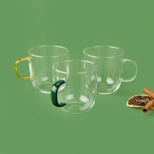 Delii Glassware Renkli Kulplu Borosilikat Cam Kupa - Asorti - 450 Ml
