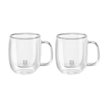 Sorrento Çift Camlı Kulplu 2'li Espresso Bardak Seti, 80 Ml Şeffaf Cam