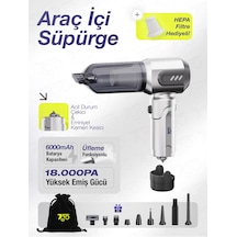 7go Ahv-14 2'si 1 Arada Kablosuz Araç İçi Süpürge Gümüş 18000pa Güçlü Vakum + Üfleme Cam Kırıcı Gümüş