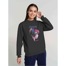 Doors Jım Morrıson Metal Baskılı Füme Antrasit Kadın Sweatshirt