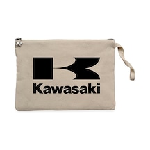 Kawasaki Logo Krem Clutch Astarlı Cüzdan / El Çantası Krem