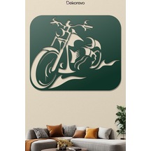Motosiklet Metal Duvar Tablosu - Metal Duvar Sanatı - Yosun Yeşili - 40 X 50 Cm Yeşil