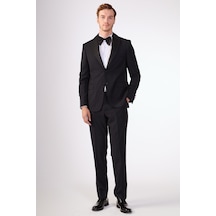 Dufy Siyah Erkek Slim Fit Mono Yaka Smokin Takım - 79125 Siyah