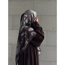 Qalortex Scarf Pamuklu Soft Fırça Desen Eşarp-kahve
