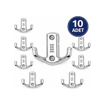 10 Adet Çiftli Krom Metal Duvar Askısı Portmanto Vestiyer Elbise Askılığı Gri