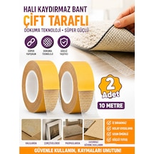 2 Adet 10 Metre Halı Kaydırmaz Bant Çift Taraflı Dokuma Teknoloji Süper Güçlü Çerçeve Taşıyıcı Bant
