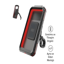 Su Geçirmez Motosiklet Ayna Gidon/direksiyon Montajlı Telefon Tutucu Titreşim Önleyici - Pro Mat Siyah