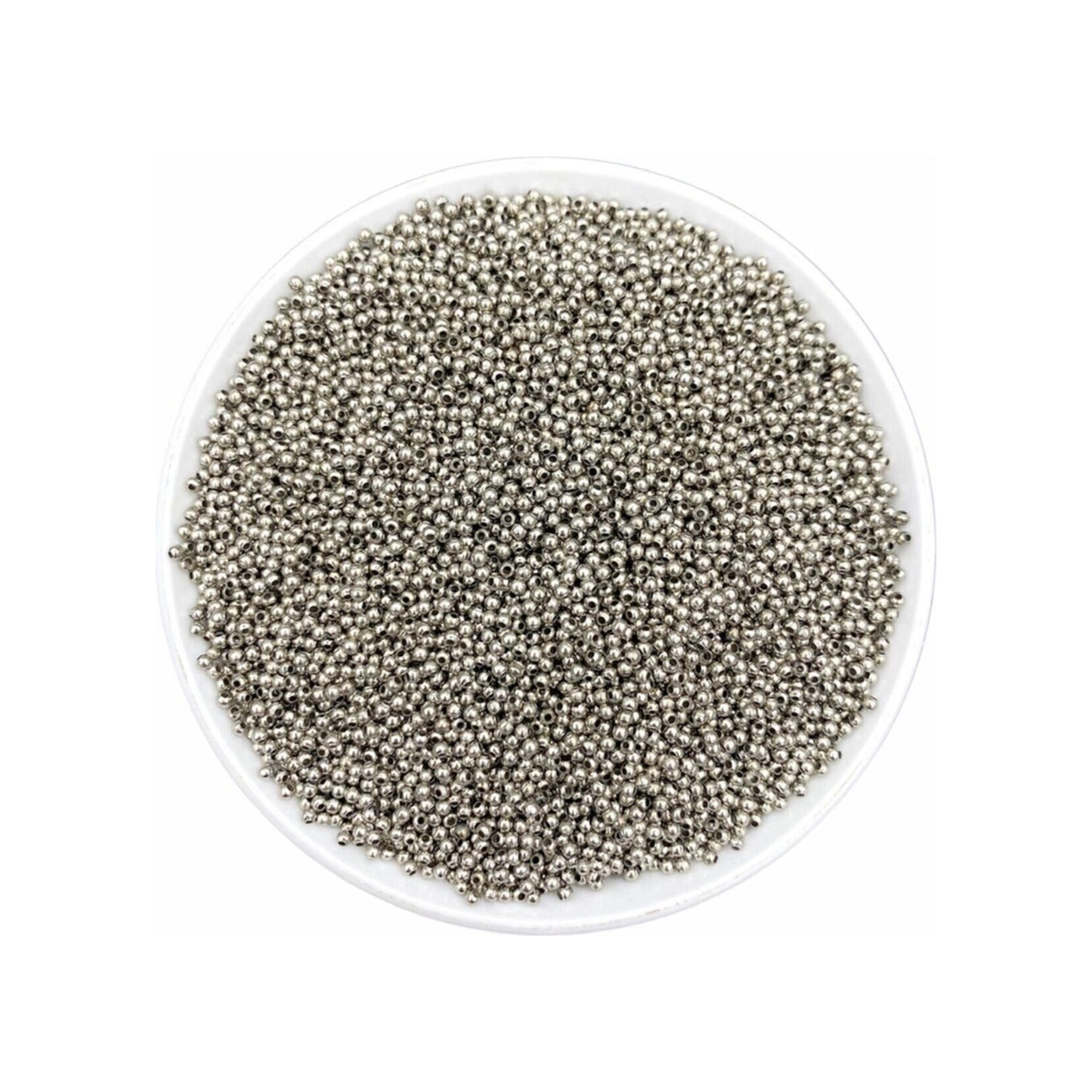 2mm Nikel / Gümüş Renk Metal Demir Top Boncuk,takı Yapım Boncuğu 25gr 1150 Adet