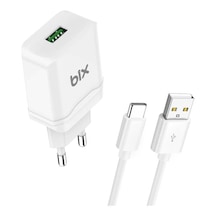 Bix 18w Qc 3.0 Hızlı Şarj Cihazı Ve Type-c Usb Kablo Beyaz
