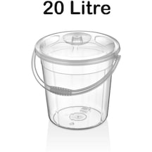 Plastik Şeffaf 20 Litre Kulplu Kapaklı Temizlik Çöp Erzak Su Kovası