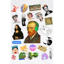Art Sanat Aesthetic Vaporwave Laptop Sticker 20 Adet Çok Renkli