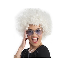 Beyaz Renk Kıvırcık Afro Bonus Peruk Çocuk Beyaz Renk Kıvırcık Afro Bonus Peruk Çocuk