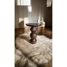 Simillo Wood Wooden Ahşap Tekli Mantar Yan Sehpa Modern Ceviz Renk Fiskos Ceviz