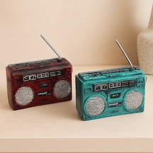Vintage Radyo Dekoratif Reçine Kumbara 17x17x5.5 Cm Belirtilmemiş