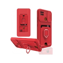Xiaomi Redmi 9c Kılıf Zuma Kartvizitli Yüzüklü Silikon - Kırmızı 0.2M-Çok Renkli